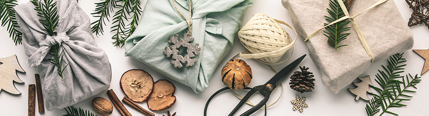 Emballage de Noël en tissu